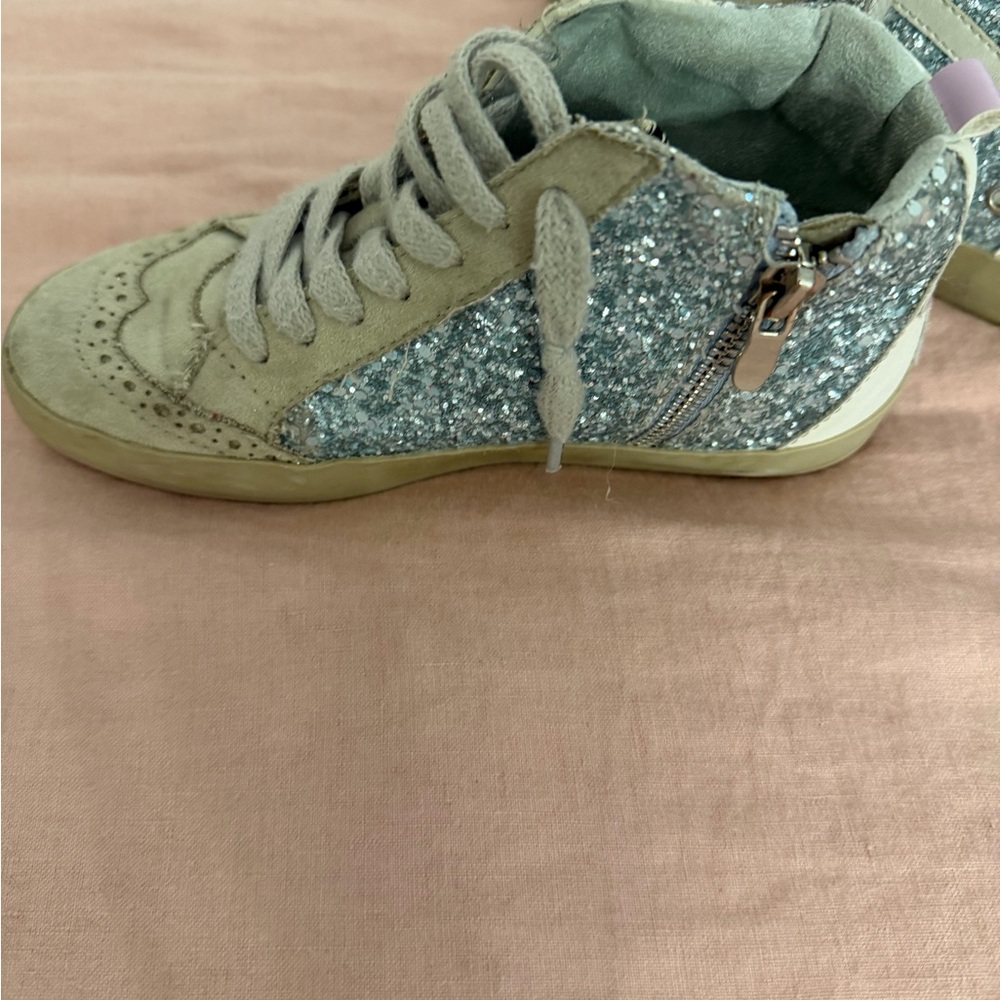 ShuShop gray and blue Glitter Kids Sneakers